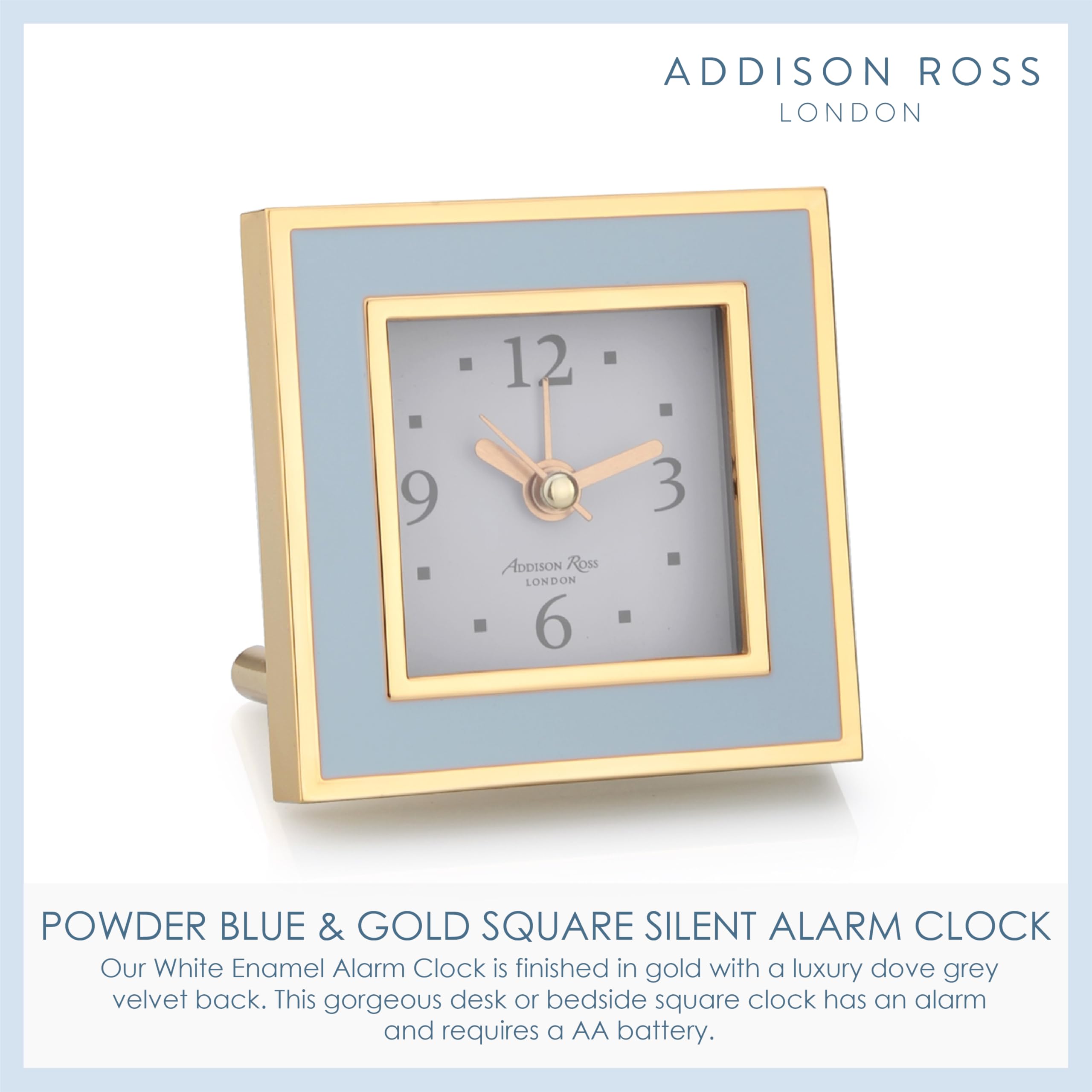 Amazon.com: Powder Blue & Gold Square Silent Alarm Clock : Home